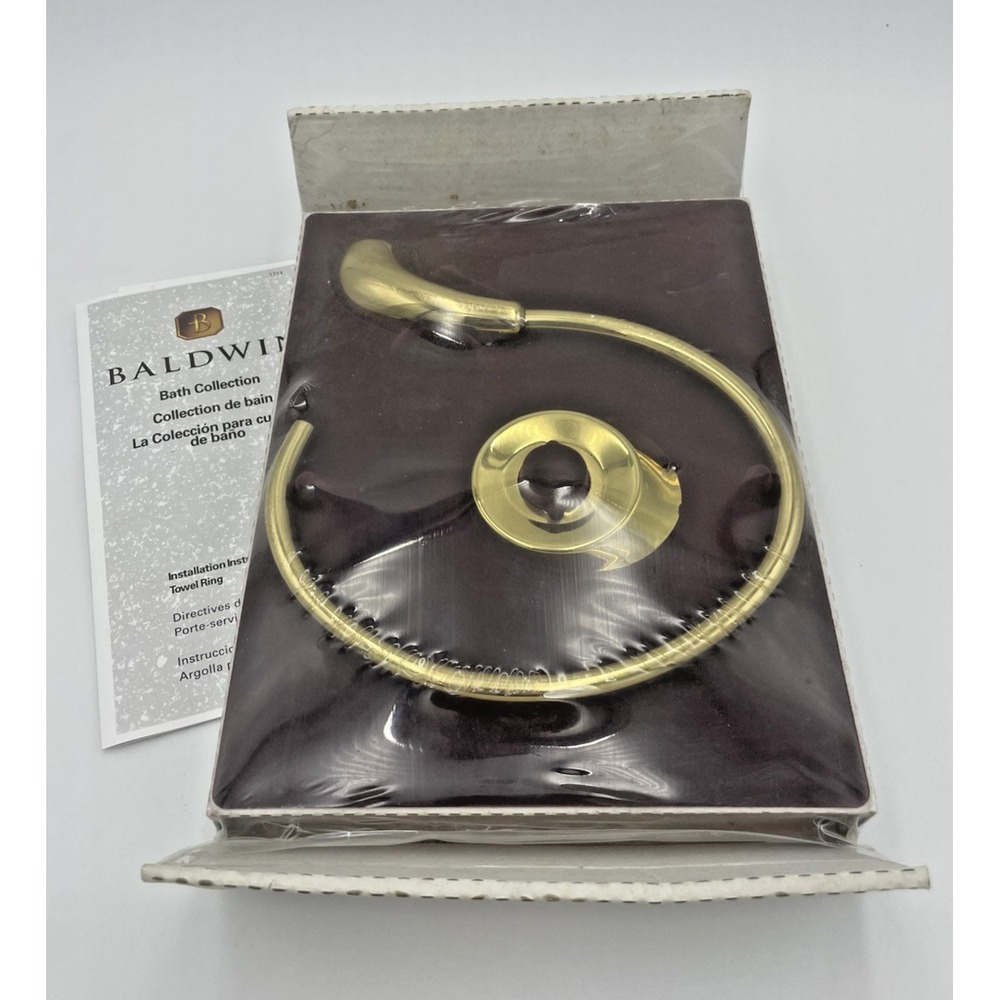 New Old Stock Baldwin Brass Limelight Bath‎ Towel Ring Holder & Hardware Vintage